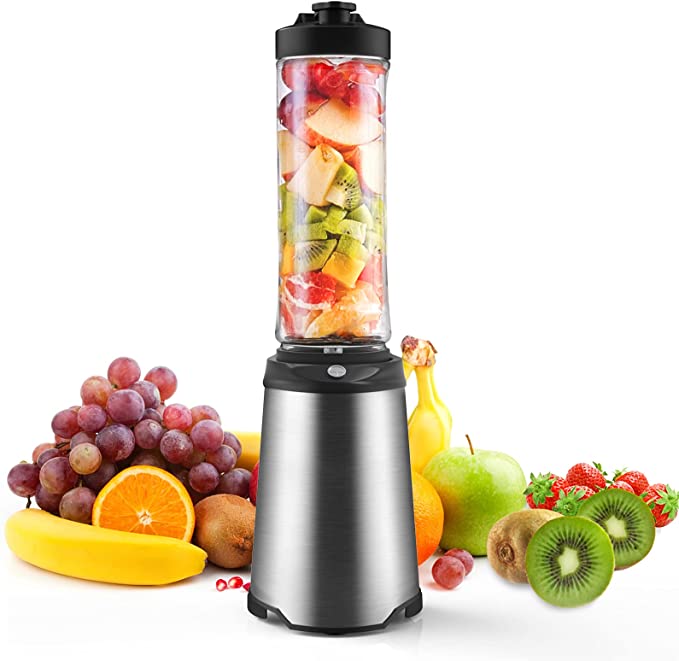 Blender Smoothie, Mixeur Blender Smoothie, Milk-shake, Jus De Fruits, Mini Blender Portable À un Bouton, Récipient de 600 Ml Sans BPA, 4 Lames en Acier Inoxydable, 350W