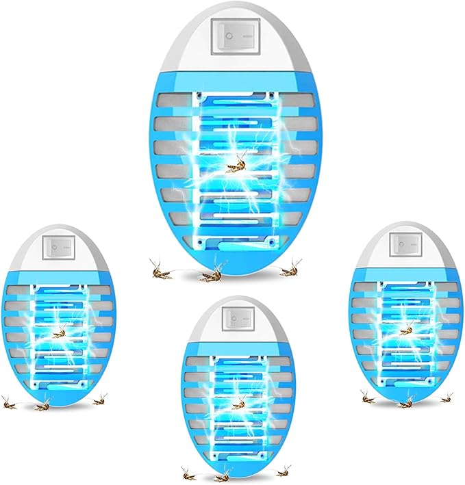 Moustique Tueur Lampe, Lampe Anti Moustique Lot de 4, Lampe UV, Tue Mouche Eléctrique, Tueur d'Insectes Electrique, Destructeur de Mouches, Anti-Moustique Intérieur, Piège à Mouches Efficace