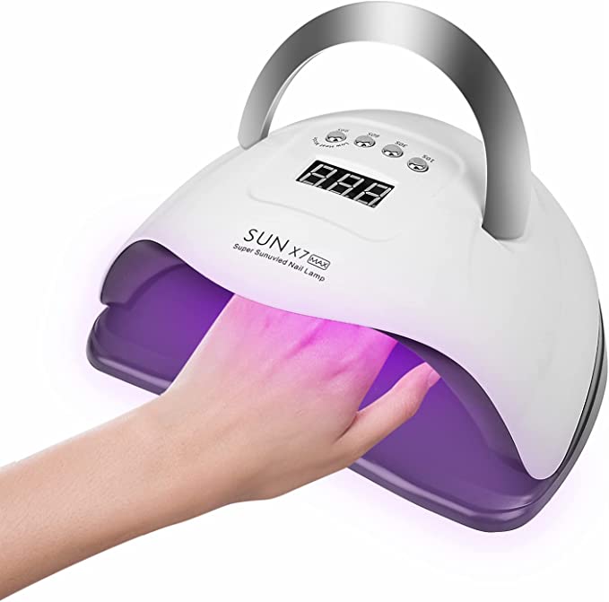 Lampe à ongles LED 180W Séchoir à ongles portable lampe à polymériser à poignée portative 4 réglages de minuterie LCD Ecran Intelligent Lampe UV Sèche Ongles pour Toutes Les Gels