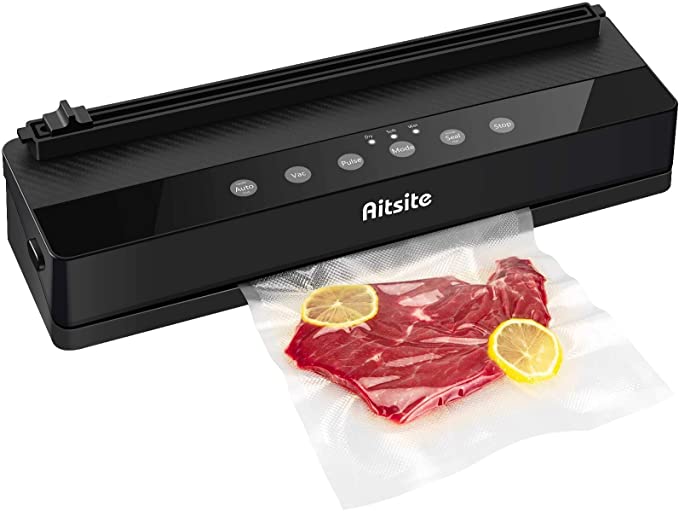 Aitsite Machine Sous Vide pour Aliments Secs et Humides Appareil Sous Vide avec Découpe Intégrée, Sacs Sous Vide Tuyau Sous vide Inclus (Noir)…